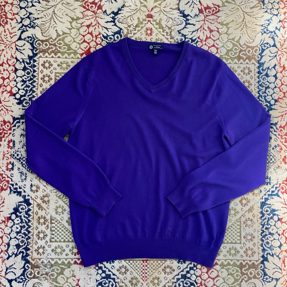 J. Crew Wool Sweater Italian Merino Purple V-Neck Men’s M